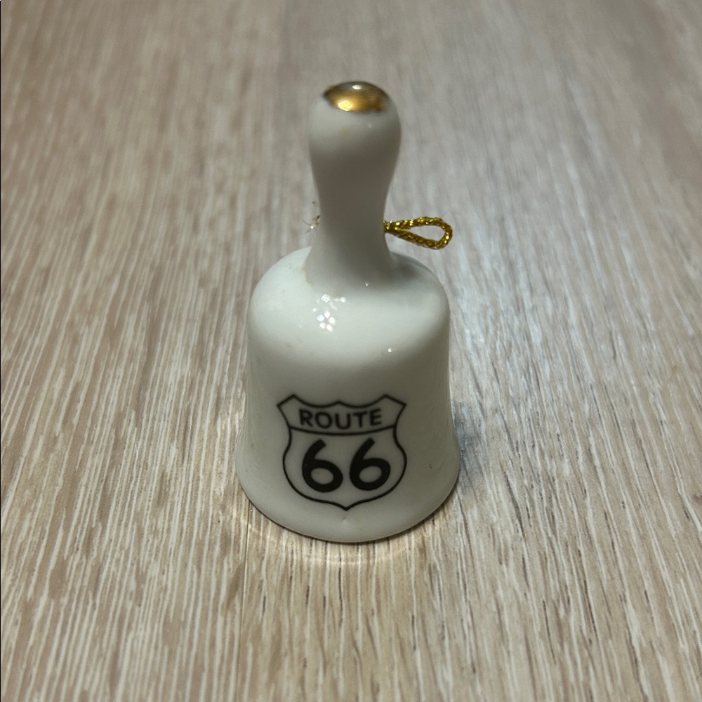 Mini 2in Ceramic Route 66 Collectible Bell - White with Black Logo